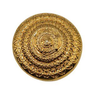 VTG Monet Gold Tone Geometric Modernist Round Brooch Stmt Geometric Retro Chic